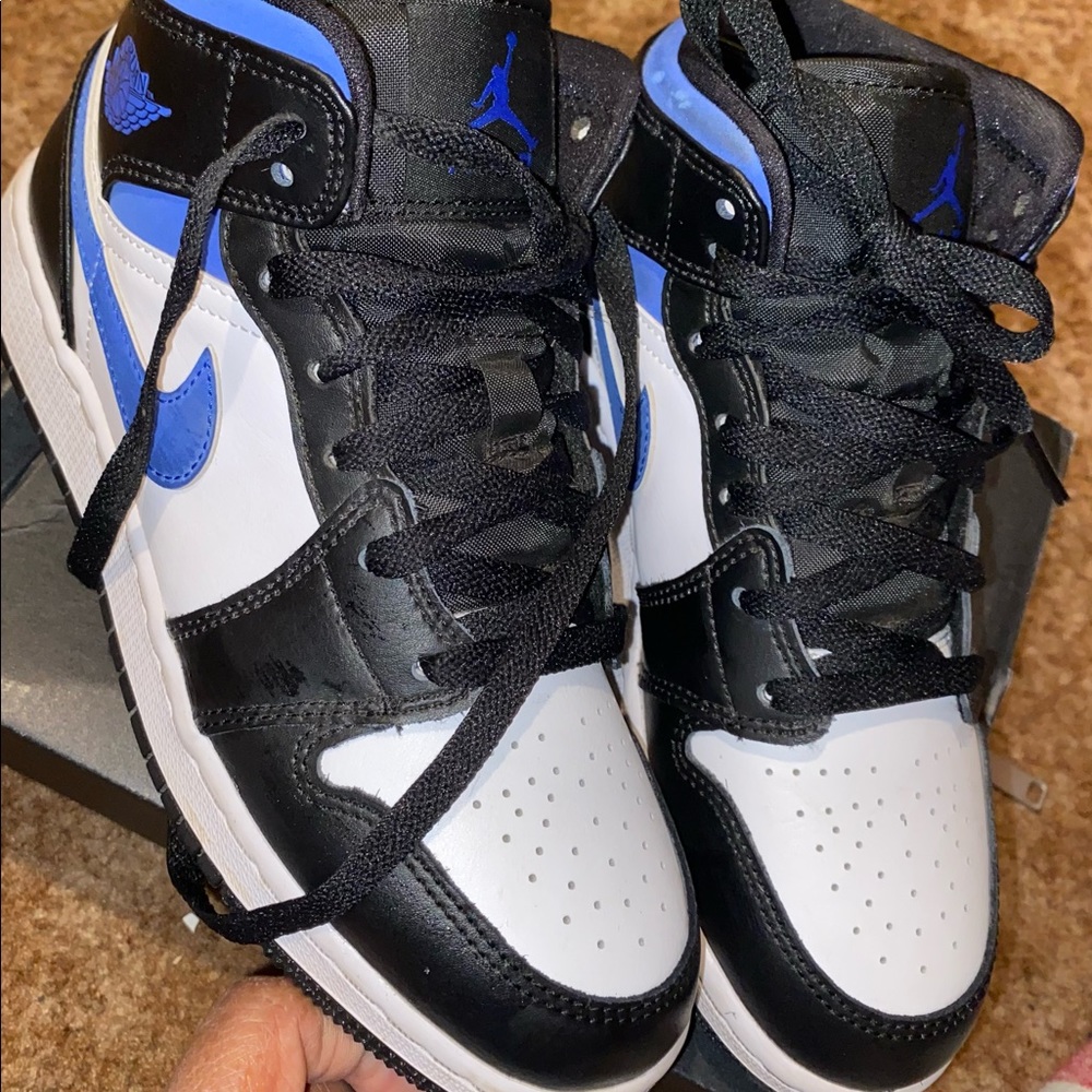 Jordan Kids Sneakers Black and White with Blue Accents